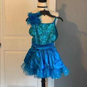 Blue sequined tap outfit